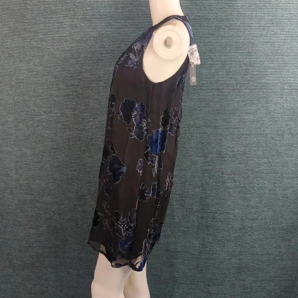 As U Wish Gigi Trapeze Swing Dress, Burned Out Velvet Blue On Black - Picture 6 of 14